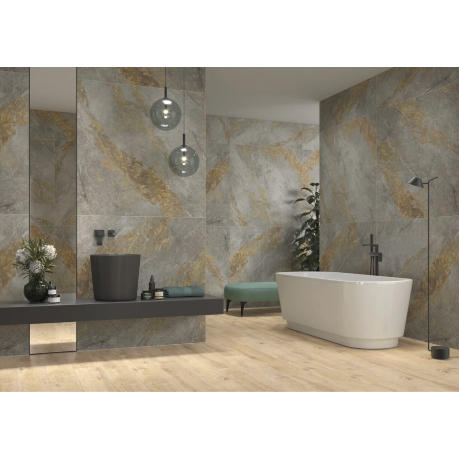 Плитка керамогранитная Cerrad Auric Light Grey RECT 597x1197x8 - фото 2