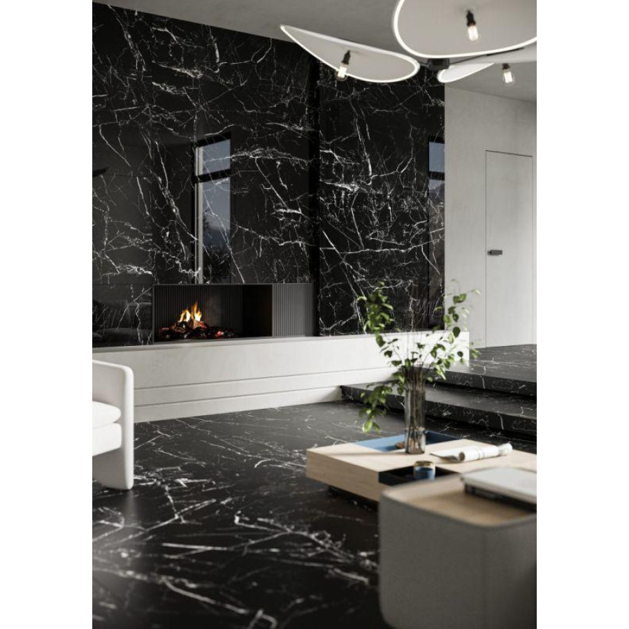 Плитка керамогранітна Cerrad Marmo Marocco Black RECT 597x1197x8 - фото 3