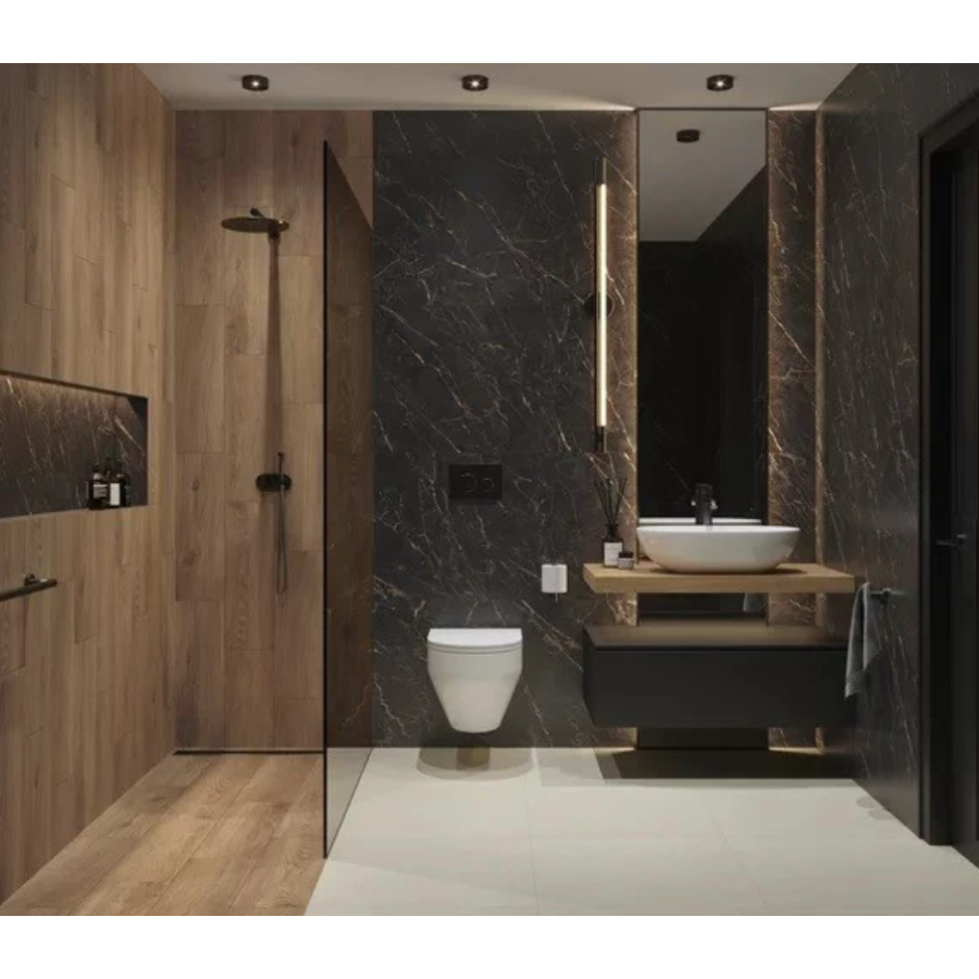 Плитка керамогранітна Paradyz Carrastone Black RECT 598x1198x8 - фото 3
