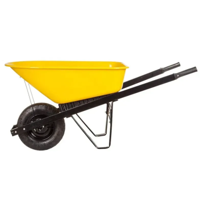 Тачка Wheelbarrow Strong строительная 1-колесная, желтая 100л пневмо 4*8 WB7402-9129