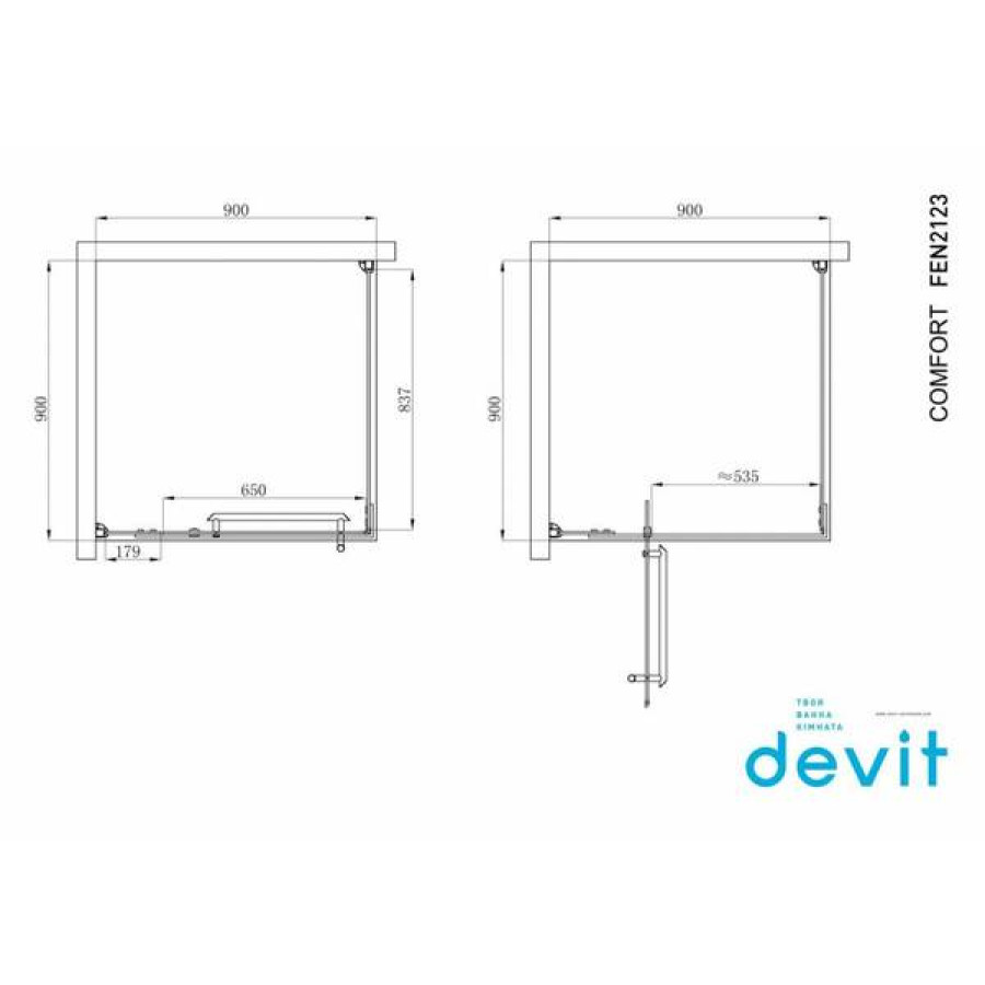 Душевая кабина Devit Comfort FEN2123 90х90 см профиль хром/прозрачное стекло - фото 2