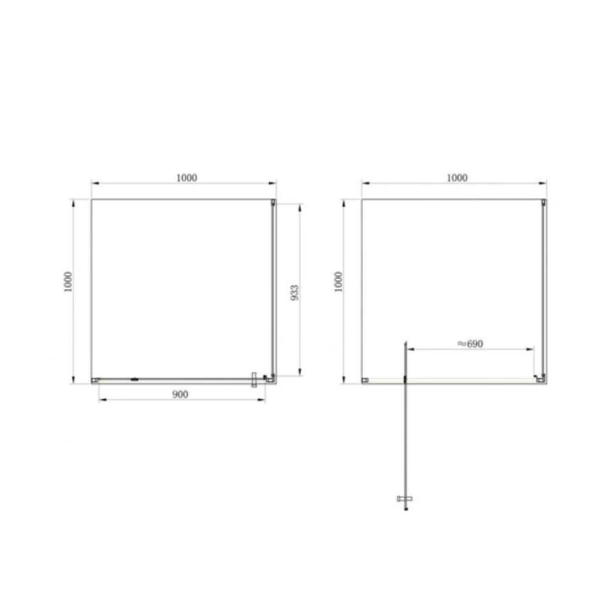 Душова кабіна PRIMERA SHRC56106 FRAME розпашна -100*100 реверсивна - хром/прозоре скло (1уп) - фото 2