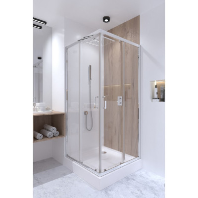 Душова кабіна Taurus CRM1099SC6, 90х90 см, квадратна, скло 6 мм Clear, CalcLess, розсувна, без піддо