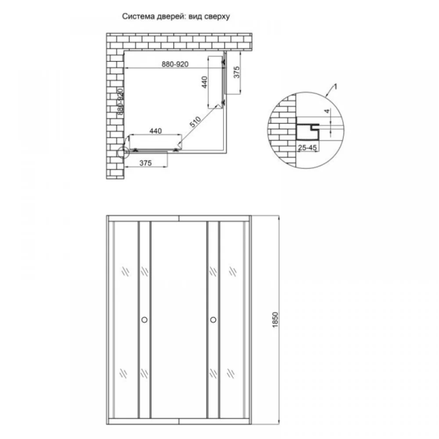 Душова кабіна Wawel SC90x90.SAT.LOW.FR квадратна, для низьк. піддону, висота 185 см, скло Frost 4 мм - фото 6