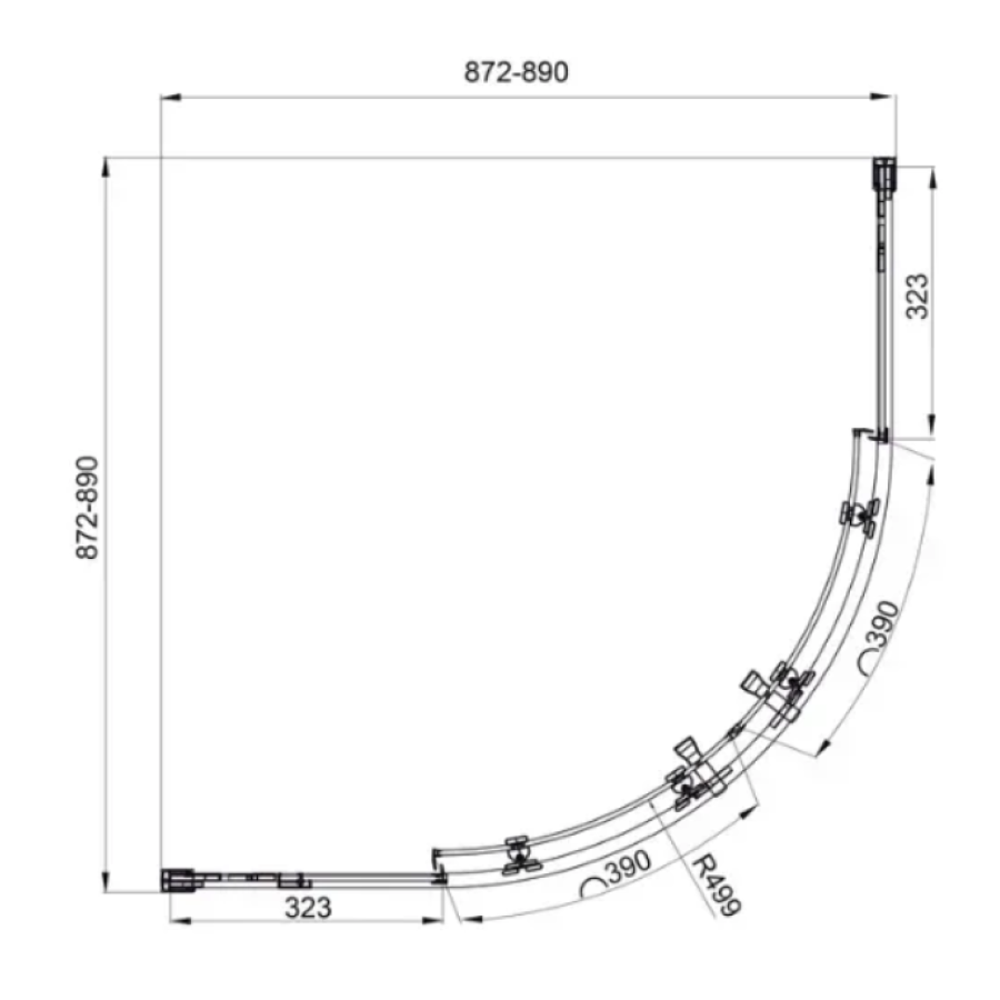 Душова кабіна розсувна, напівкругла KOLLERPOOL LINE ARC 900*900мм, хром, скло 6мм grape - фото 4