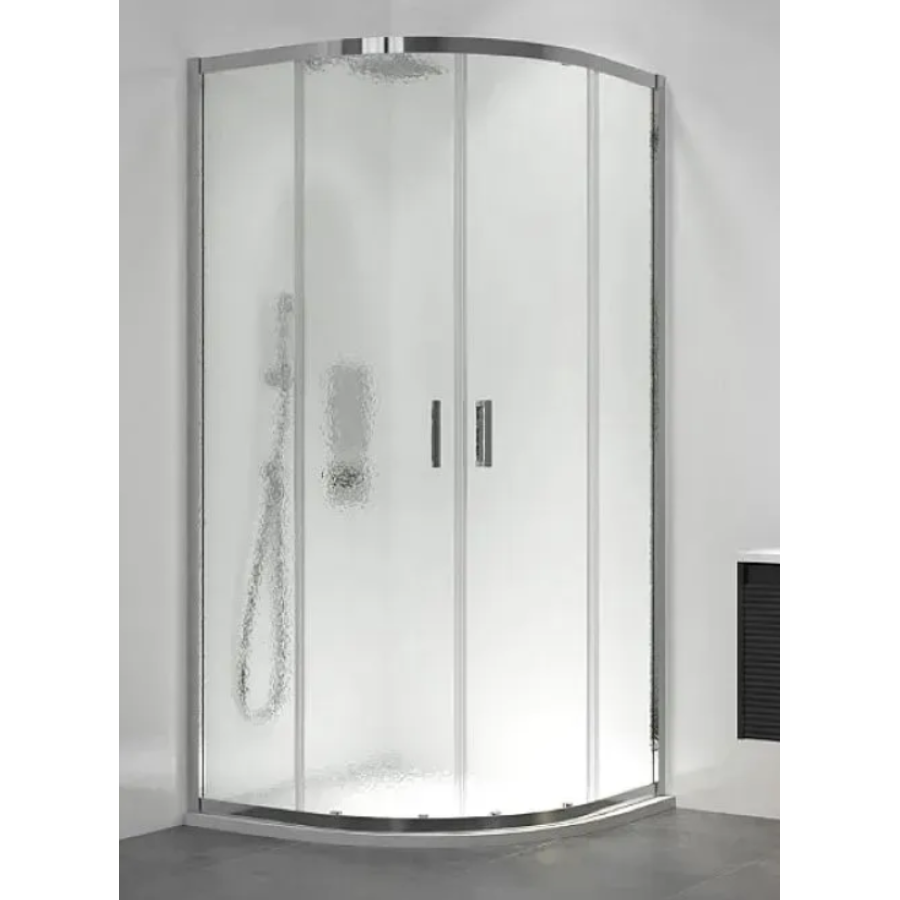Душова кабіна розсувна, напівкругла KOLLERPOOL LINE ARC 900*900мм, хром, скло 6мм grape - фото 2