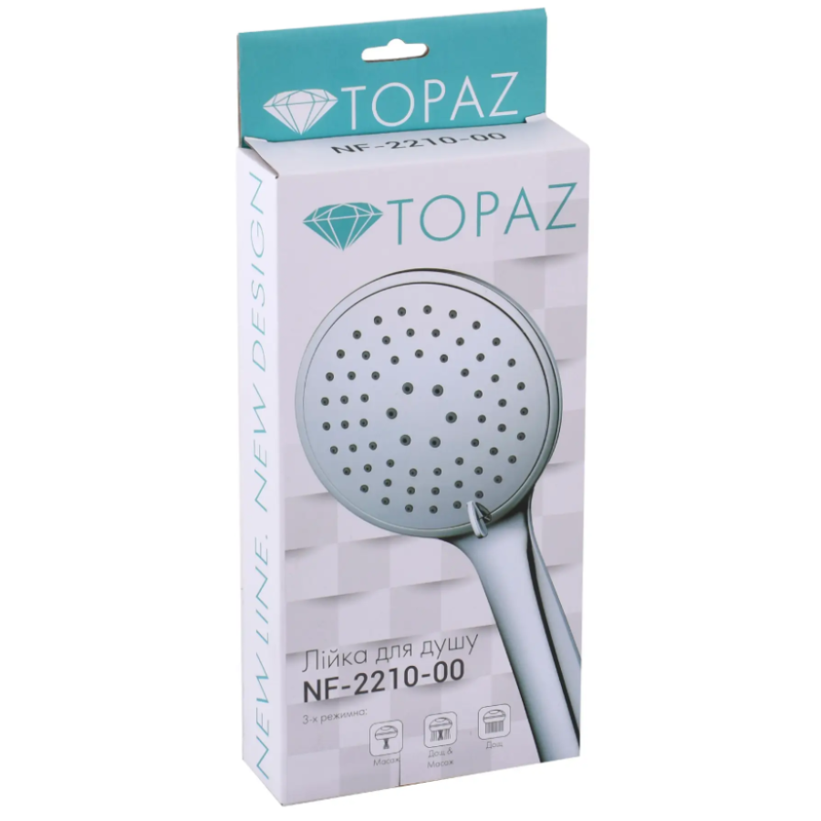 Душевая лейка Topaz NF-2210-00 хром, пласт. 3-позиционная - фото 5