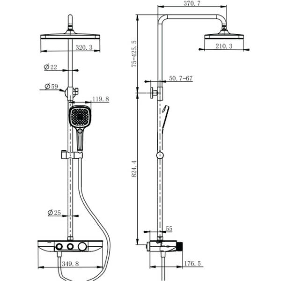Душевая система Devit Style 5050503 с термостатом, хром - фото 2
