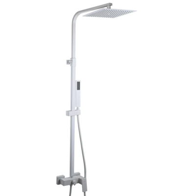 Душевая система TOPAZ ODISS TO 18802-H66-WW без излива, белая квадратная штанга