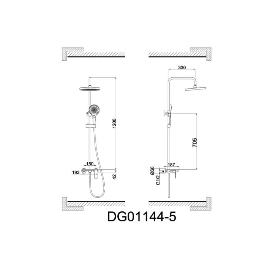 Душова стійка в комплекті, біла AIM DG01144-5 frosted white - фото 9