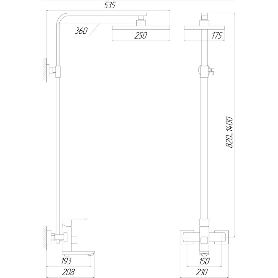 Душевая система комплект Globus Lux SBQ-SH-04BB - фото 6