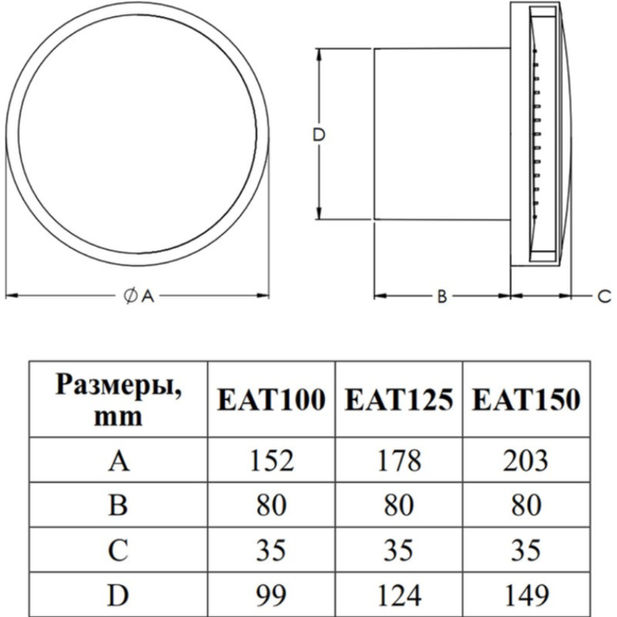 Электровентилятор E-EXTRA EAT100 Ø100мм (8) - фото 2