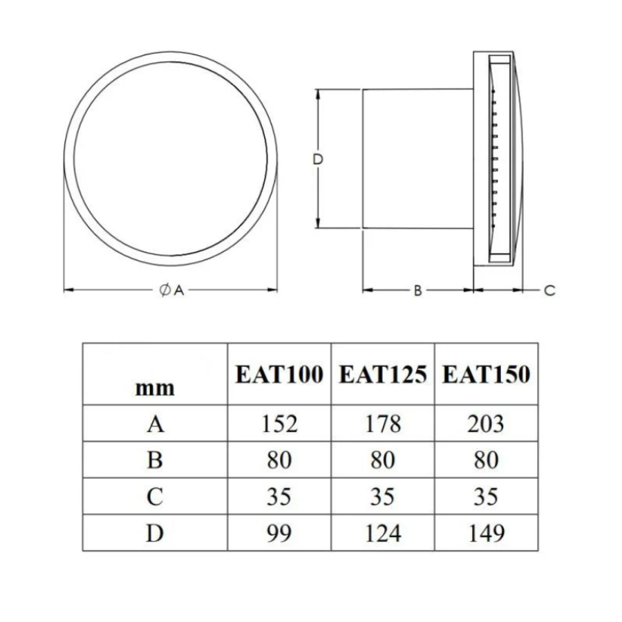 Eлектровентилятор E-EXTRA EAT125A, Ø125мм з кришкою, кульковим підшипником, антрацит (8) - фото 2