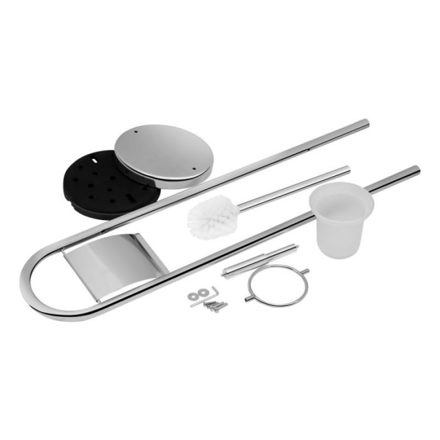 Йорж підлоговий Lidz (CRM) 121.05.07 (мат. скло) з тримачем для туалетного паперу - фото 3