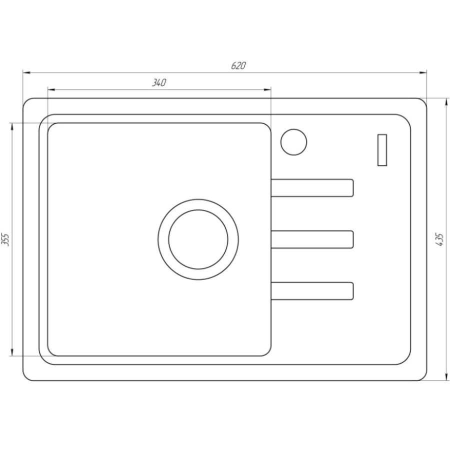Гранитная мойка Globus lux MONO Песчаный 620*435мм А0004 - фото 3