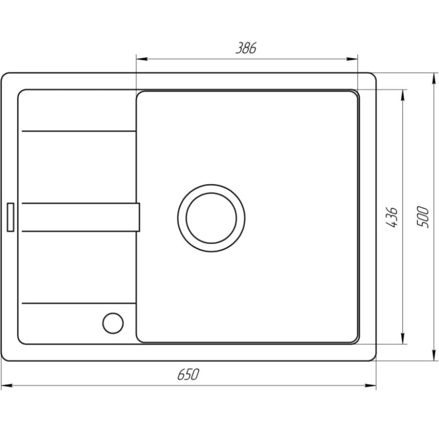Гранітна мийка Globus lux ONE Чорний 650*500мм А0002 - фото 4