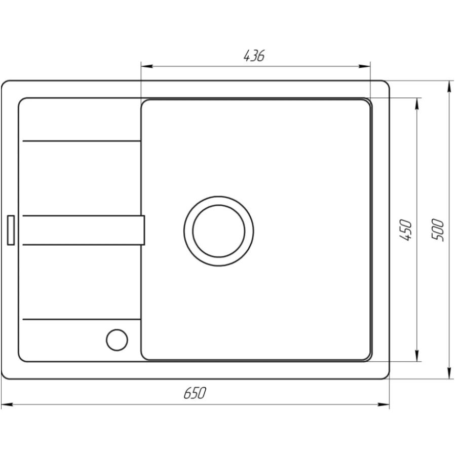 Гранитная мойка Globus lux ONE Серый металлик 650*500мм А0005 - фото 4