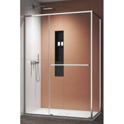 Кабина 111-09382 ODER асимметрич с задвижной дверцей 120*90*195см. хромированный профиль, стекло прозрачное 6мм