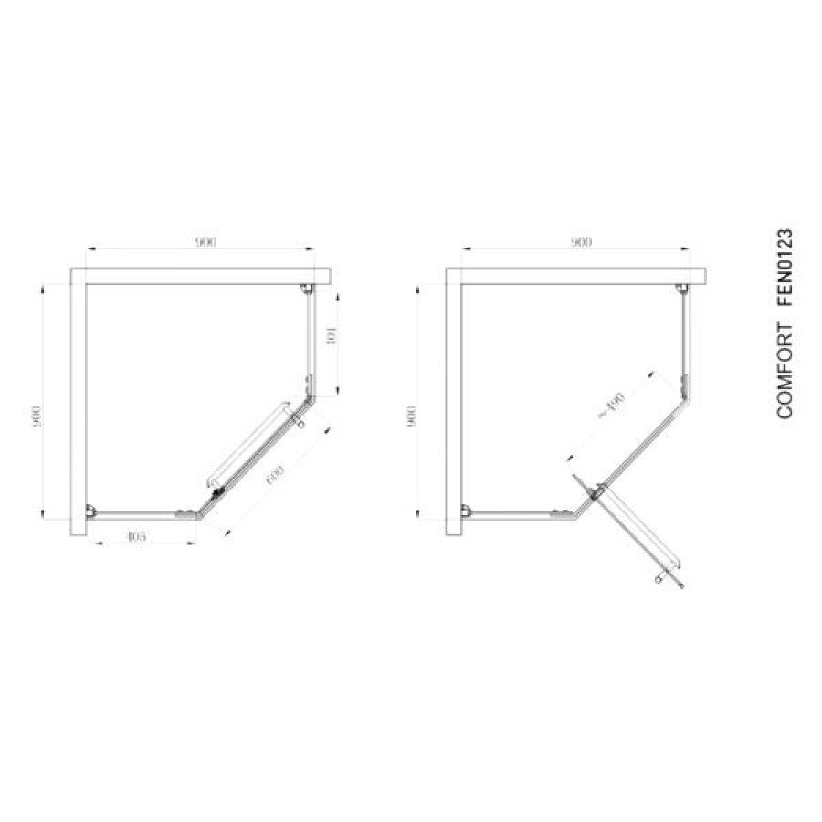 Кабина душевая Devit Fen0123 Comfort пятиугольная 90х90, без поддона, стекло прозрачное - фото 3