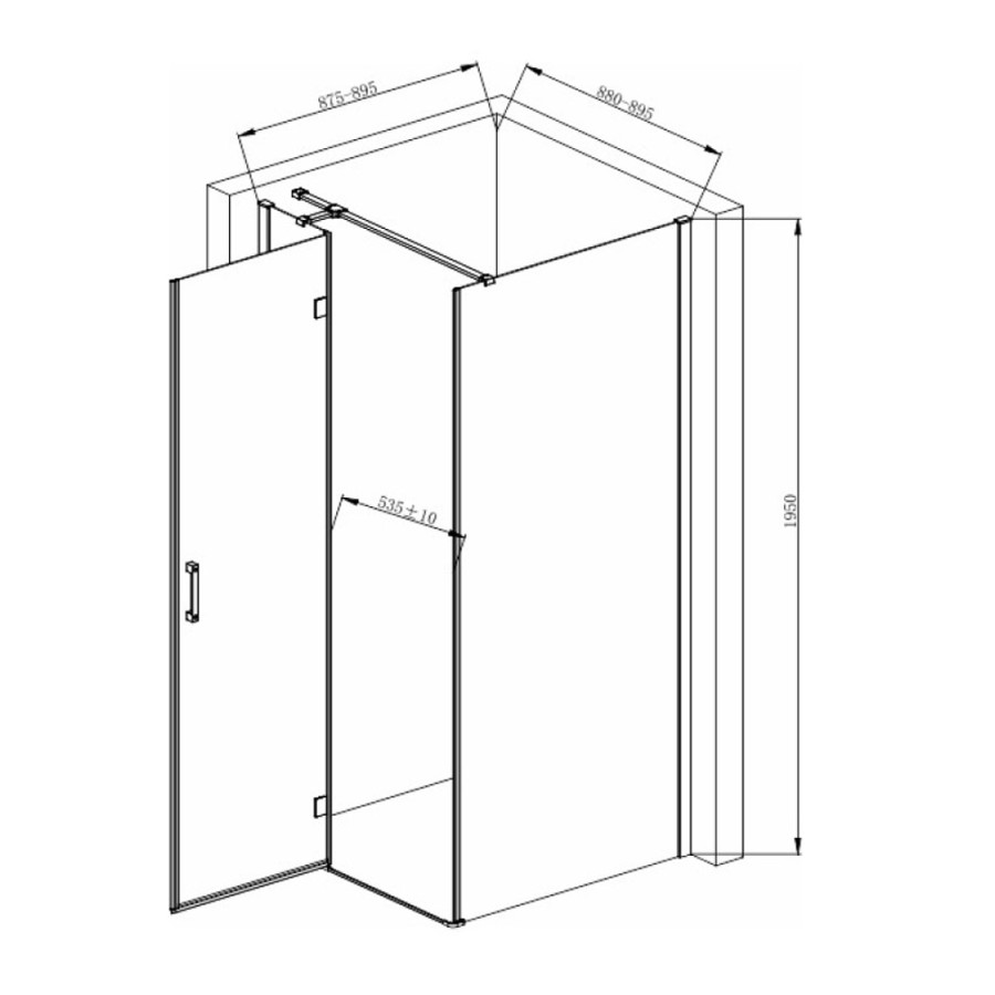 Кабіна квадратна 111-40095 WERRA 90*90*195см, хромований профіль, скло прозоре, 6мм. - фото 3