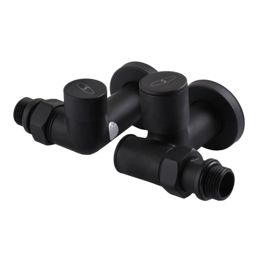 Комплект кранів SOLOMON LUX вентильних кутових з американкою1/2″ BLACK 7777 NEN - фото 1