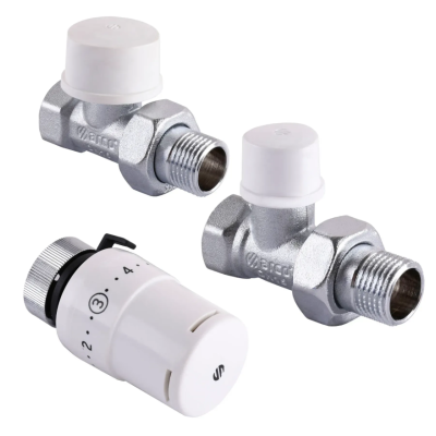 Кран д/совет. 1/2" прямой п/терм.+1/2 обратка+термоголовка(набор) ARCO