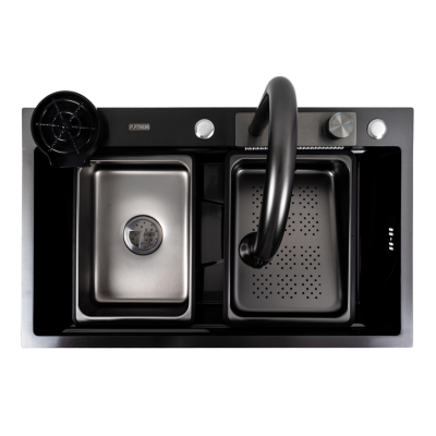 Кухонная мойка черная черная (Work station) Platinium Handmede СМ 75*46А