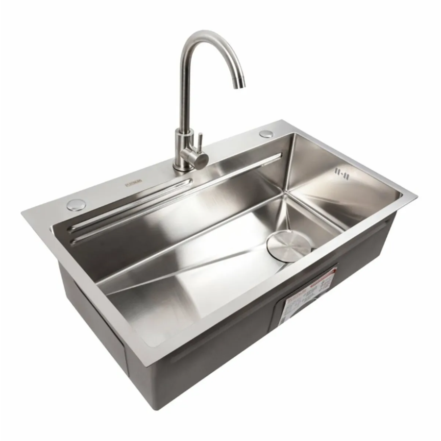 Кухонная мойка нержавейка (Work station) Platinum Handmade СМ 75*46В - фото 4