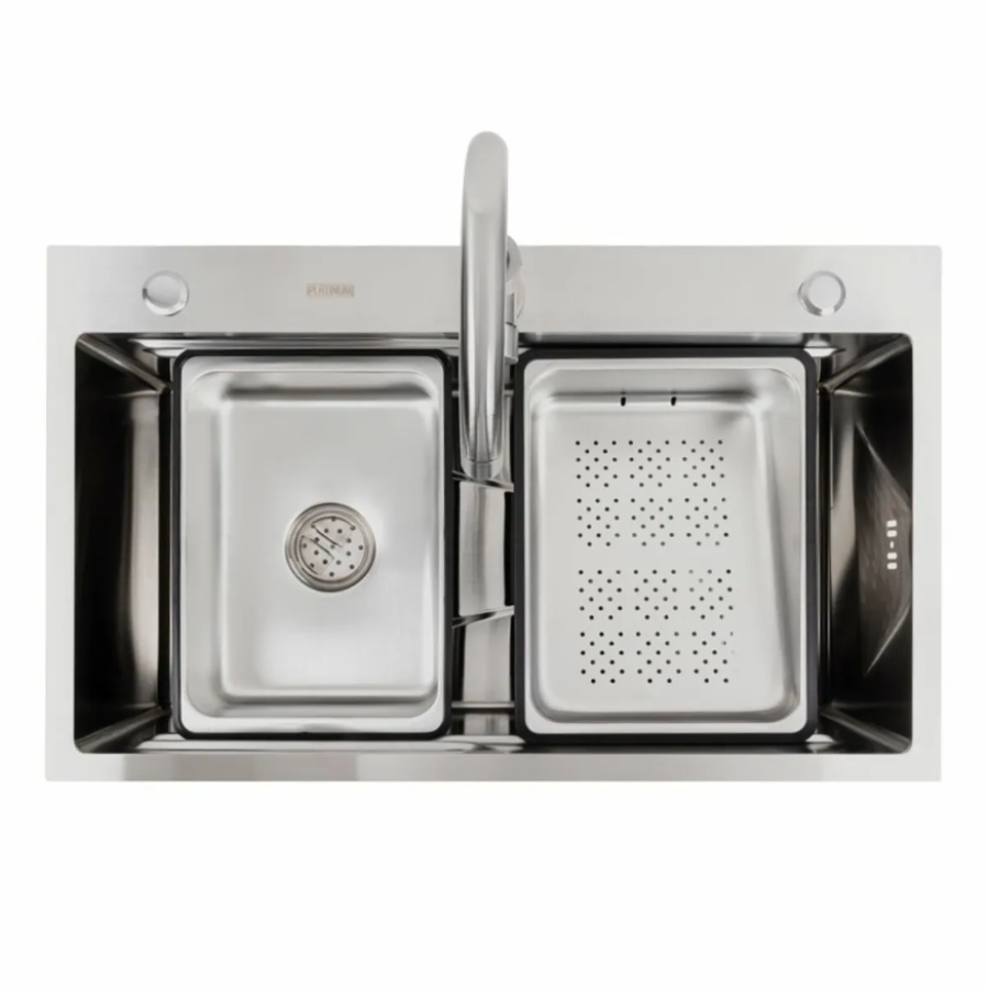 Кухонная мойка нержавейка (Work station) Platinum Handmade СМ 75*46В - фото 5