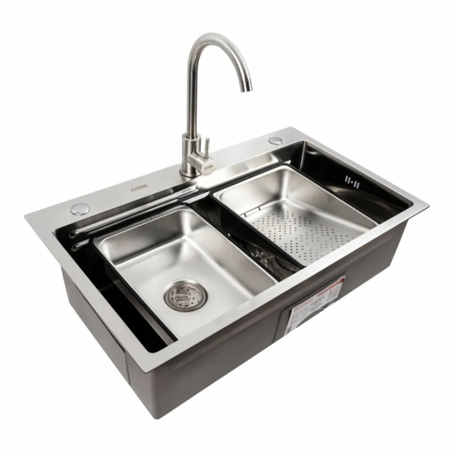 Кухонная мойка нержавейка (Work station) Platinum Handmade СМ 75*46В - фото 3
