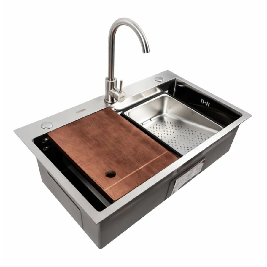 Кухонная мойка нержавейка (Work station) Platinum Handmade СМ 75*46В - фото 1