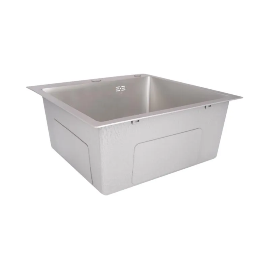 Кухонна мийка Lidz Н5050G PVD вбудована 3.0/8.0мм Brush 500*500/215 Grey - фото 2
