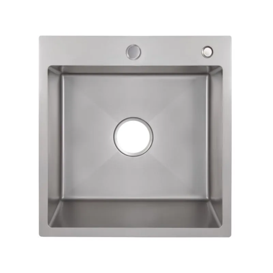 Кухонна мийка Lidz Н5050G PVD вбудована 3.0/8.0мм Brush 500*500/215 Grey - фото 1