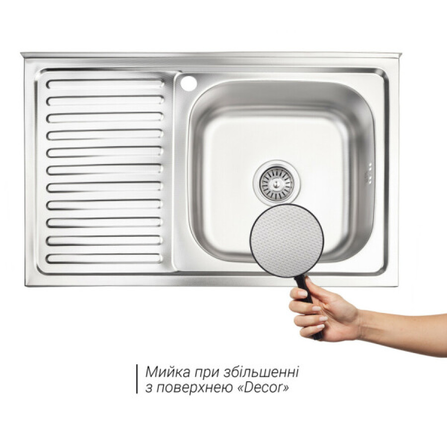 Мийка Lidz 5080-R Decor для кухні 0,8мм - фото 2