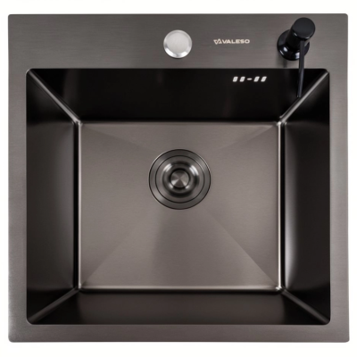 Мойка PVD черная Valeso Handmade 45*45 (сифон круглый, 3,0/8,0)