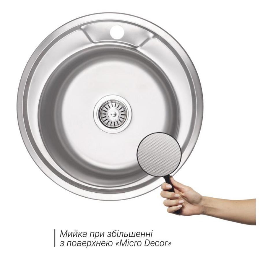 Мийка для кухні Lidz 490-А Micro Decor 0,8мм - фото 5