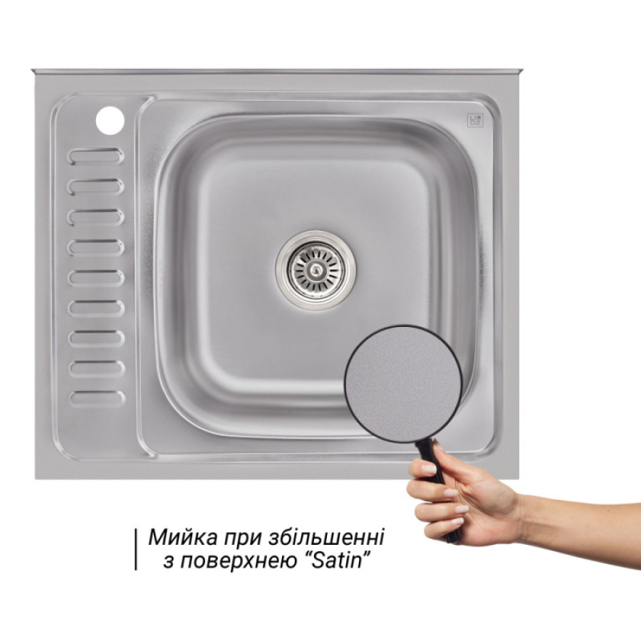 Мийка для кухні Lidz 6050-R Satin 0,6мм - фото 5