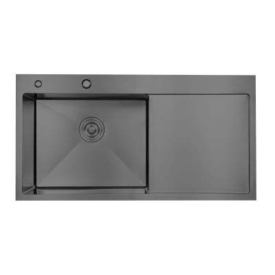 Мойка для кухни Lidz встроенная Handmade H7849BR крыло справа (LIDZH7849BRPVD3008) Brushed Black