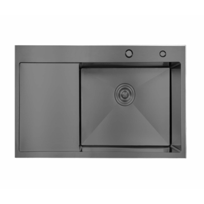 Мойка для кухни интегрированная Lidz Handmade H6350BL крыло слева (LDH6350BRUL45589) Brushed Black