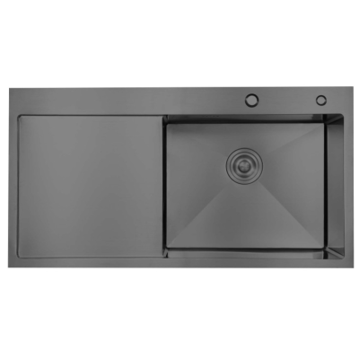 Мойка для кухни интегрированная Lidz Handmade H7849BL крыло слева (LDH6545BPVD43623) Brushed Black PVD