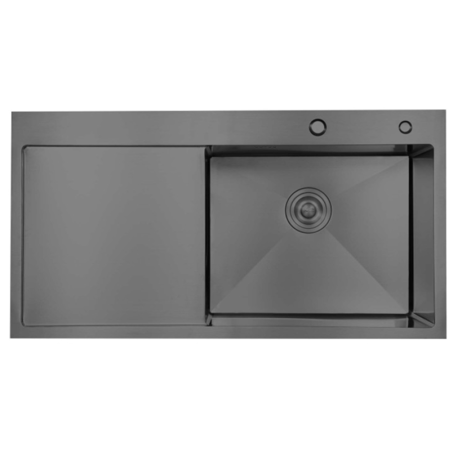 Мойка для кухни интегрированная Lidz Handmade H7849BL крыло слева (LDH6545BPVD43623) Brushed Black PVD - фото 1