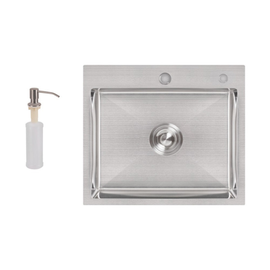 Мийка для кухні інтегрована Lidz Handmade H5045 (LDH5045BRU35383) Brushed Steel 3,0/1,0 мм - фото 1