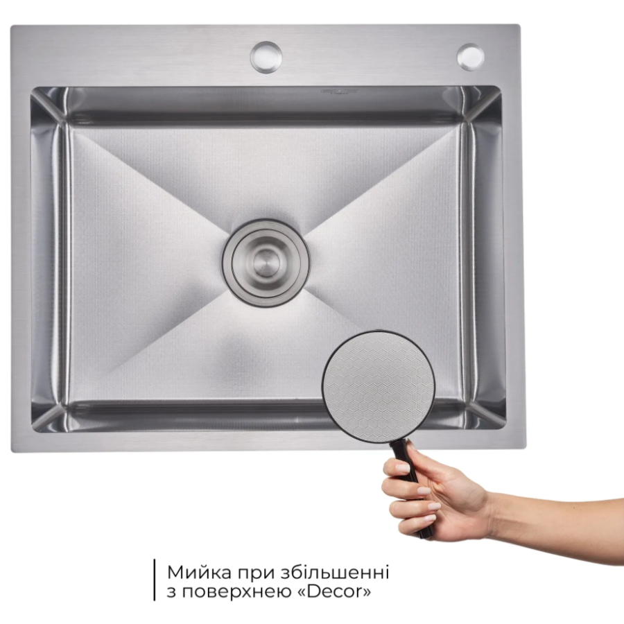 Мойка для кухни встроенная Lidz Handmade H6050H Decor Honeycomb 2,5/0,5 мм LDH6050DEC48370 - фото 2