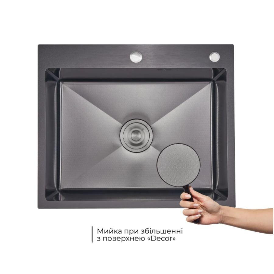Мойка для кухни встроенная Lidz Handmade H6050HB Decor Black PVD Honeycomb 2,5/0,5 мм LDH6050BDECPV - фото 2
