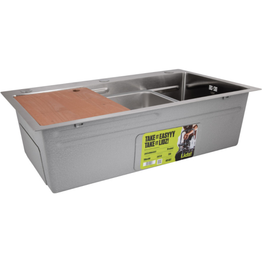 Мойка для кухни встроенная Lidz Handmade H7545 Brushed Steel 3,0/1,0 мм LDH7545BRU49457 - фото 7