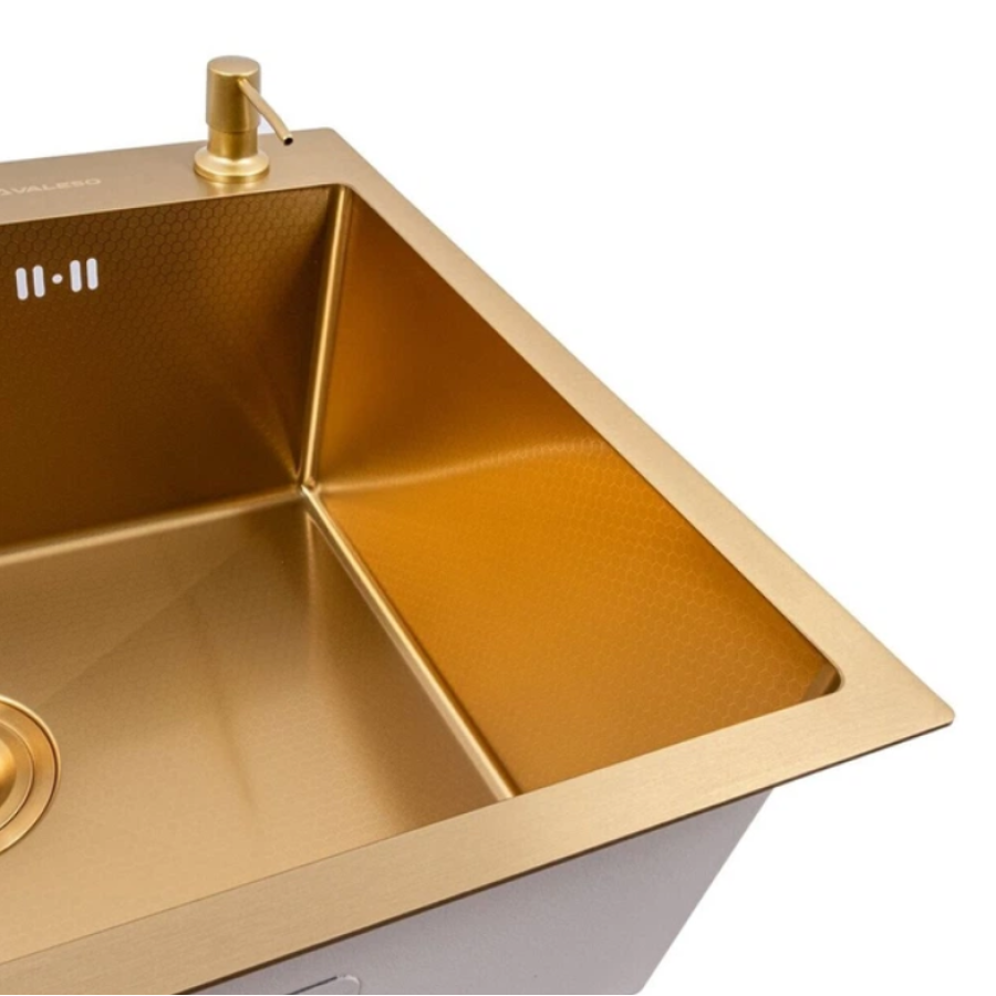 Мийка нержавіюча DECOR PVD GOLD VALESO Handmede (3,0/1.0) СМ 60*40 - фото 4