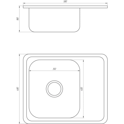 Мойка врезная кухонная прямоугольная с полкой 580*480*180* Decor MR 5848 D Mira