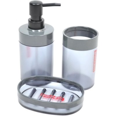 Набор аксессуаров для ванной комнаты 3 в 1 "LIMPA", Baronass, черный/серебряный