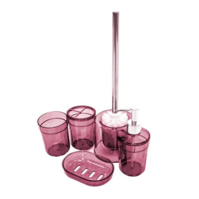 Набор аксессуаров для ванной комнаты Eco Fabric MOON (5 предметов), прозрачный бордовый