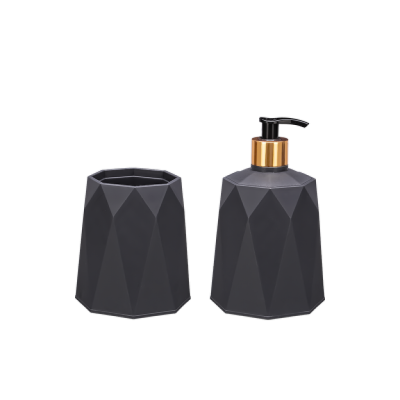 Набор аксессуаров для ванной комнаты Elif Plastik GEO, 2 пр., дозатор и стакан (серый)